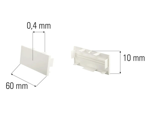 Cache en plastique, 60 mm de large, 0,4 mm d'épaisseur et 10 mm de haut