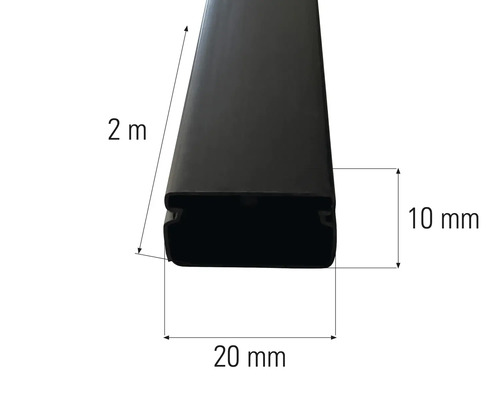 Image d'un profilé de deux mètres de long mesurant dix millimètres sur vingt millimètres.