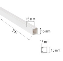 Goulotte de câbles, longueur 2 mètres, dimensions 15 x 15 millimètres