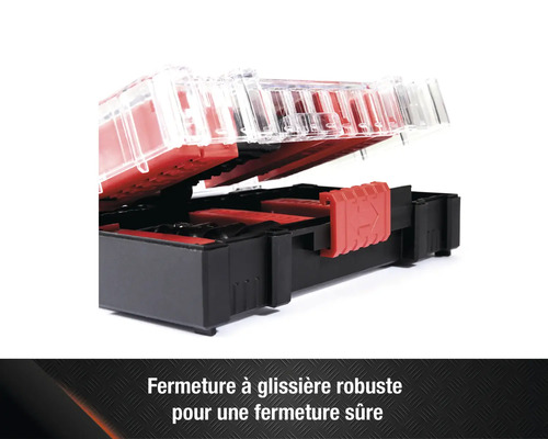 Boîte à outils ouverte avec couvercle transparent