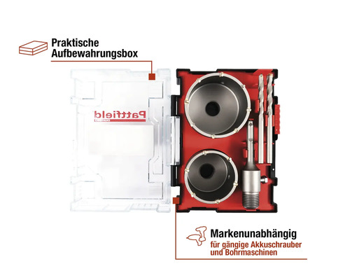 Bohrkrone Set in Aufbewahrungsbox für Akkubohrer und Bohrmaschinen