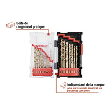 Jeu de forets avec différents forets dans une mallette