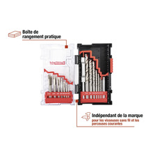 Jeu de forets et de tarauds dans une boîte de rangement