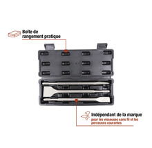 Jeu de burins avec boîte de rangement pour perceuses