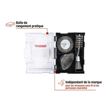 Jeu de brosses métalliques avec boîte de rangement pour perceuses