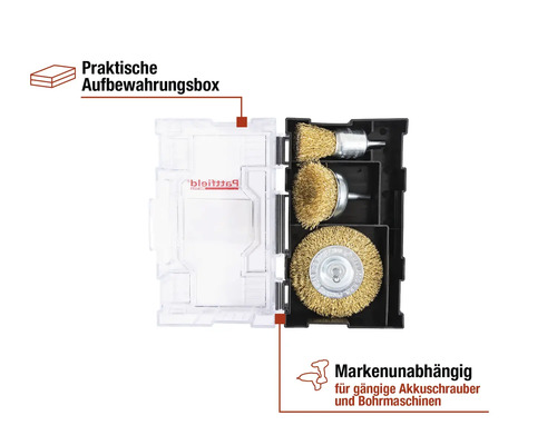 Drahtbürsten Set mit Aufbewahrungsbox für Bohrmaschinen und Akku Schrauber