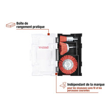 Jeu de brosses métalliques dans une boîte de rangement pour perceuse