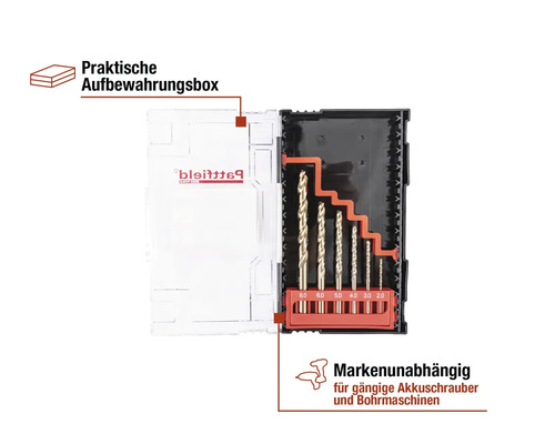Bohrerset mit verschiedenen Größen in Aufbewahrungsbox