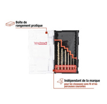 Jeu de forets de différentes tailles dans une boîte de rangement