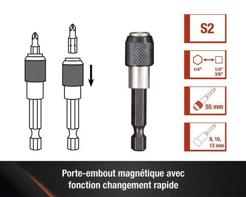 Porte-embout magnétique avec fonction de changement rapide