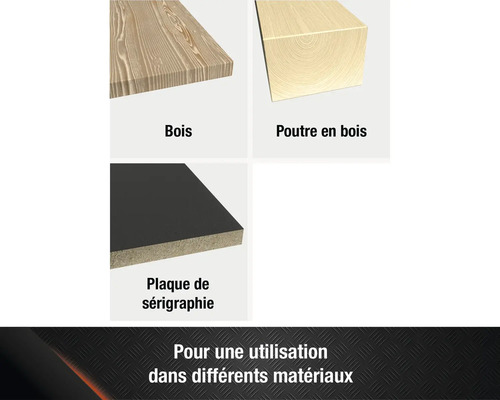Image de différents matériaux en bois : planche de bois, poutre en bois et plaque de sérigraphie.