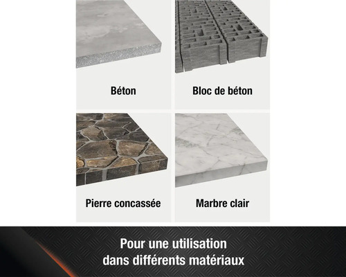 Sélection de matériaux : béton, bloc de béton, moellons et marbre