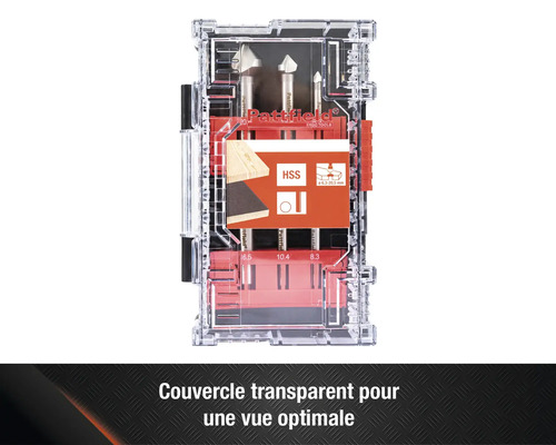 Set de forets à bois HSS Pattfield dans un coffret transparent