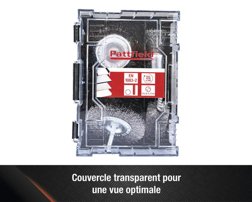 Jeu de brosses métalliques Pattfield dans une boîte de rangement transparente