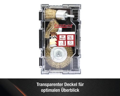 Drahtbürsten Set mit verschiedenen Bürsten in transparenter Verpackung