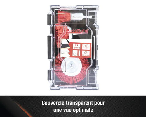 Jeu de brosses métalliques Pattfield dans un coffret transparent