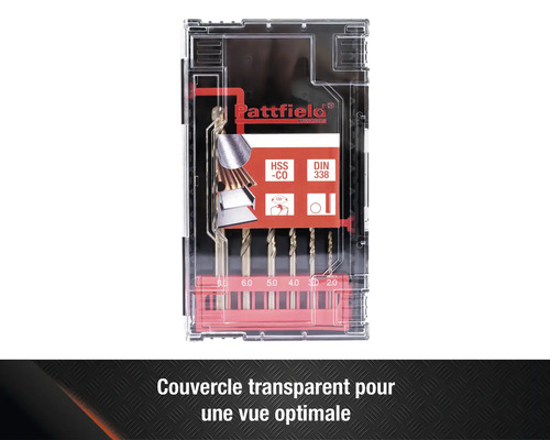 Set de forets à métaux Pattfield dans une boîte transparente