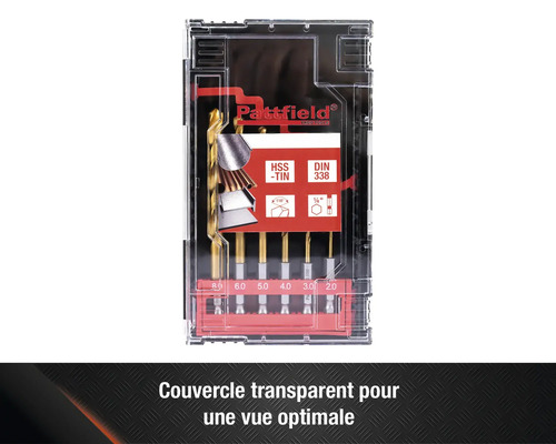 Jeu de forets à métaux Pattfield dans une boîte transparente