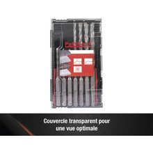 Jeu de forets à béton Pattfield SDS Plus avec différentes tailles dans un emballage transparent