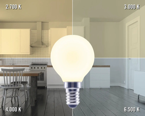 Comparaison de différentes températures de couleur avec une lampe LED dans les espaces de vie