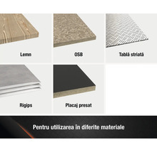 Présentation de différents matériaux : bois, panneaux OSB, tôle gaufrée, plaques de plâtre et panneaux revêtus
