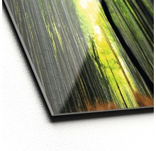 Gros plan d''une décoration de tableau en verre avec un motif de forêt de bambous