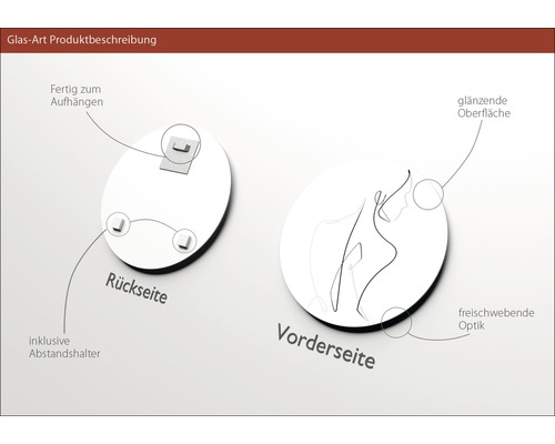 Glasbild mit Aufhängung auf der Rückseite und glänzender Oberfläche