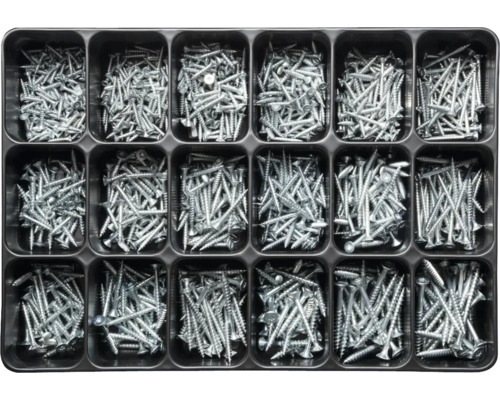 Boîte d'assortiment avec différentes vis