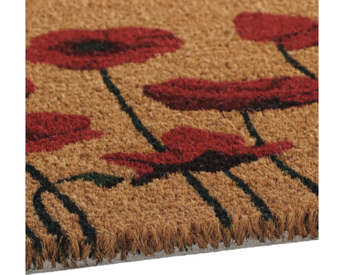 Fußmatte aus Kokosfaser mit Mohnblumenmuster