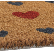 Fußmatte aus Kokosfaser mit Herzmotiven