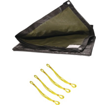 Plane mit Ösen und Befestigungsseilen