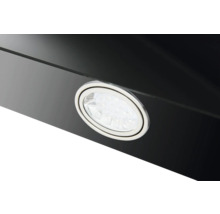 Detailaufnahme einer Dunstabzugshaube mit runder LED-Beleuchtung