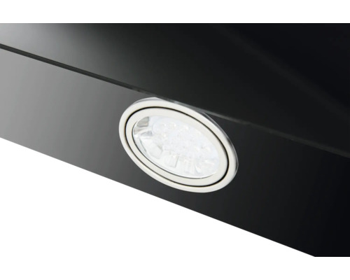 Detailaufnahme einer Dunstabzugshaube mit runder LED-Beleuchtung