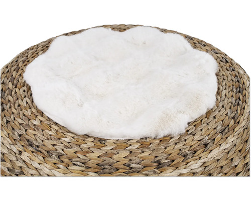 Hundebett aus Wasserhyazinthe mit Plüschkissen