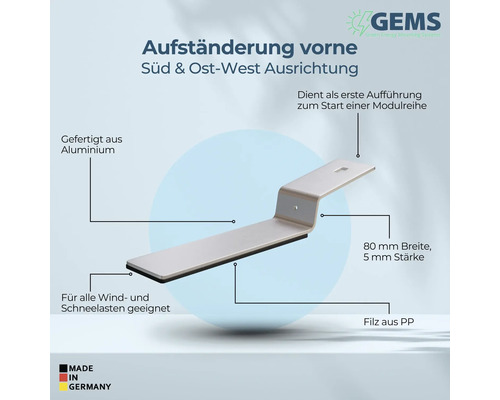 Support en aluminium pour modules, adapté aux charges de vent et de neige