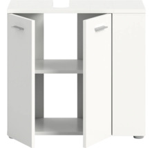 Waschbeckenunterschrank mit offenen Regalen und Türen
