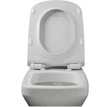 Toilette Duravit avec bride de rinçage ouverte et couvercle de toilette