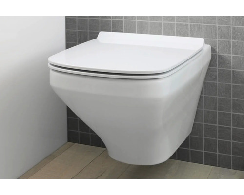 WC suspendu en céramique avec couvercle
