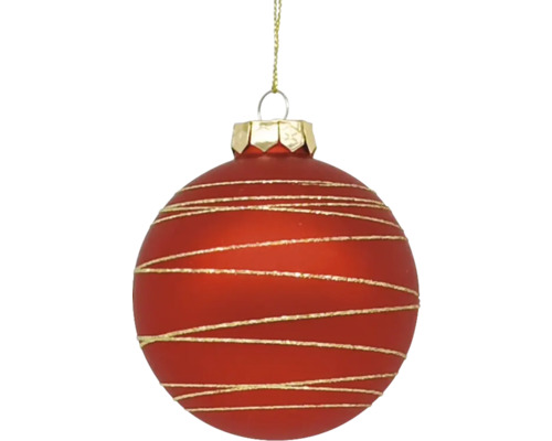 Boule de Noël décorative avec des lignes décoratives dorées
