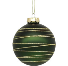 Grüne Weihnachtskugel mit goldenen Streifen