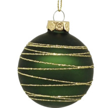Grüne Weihnachtskugel mit goldenen Streifen