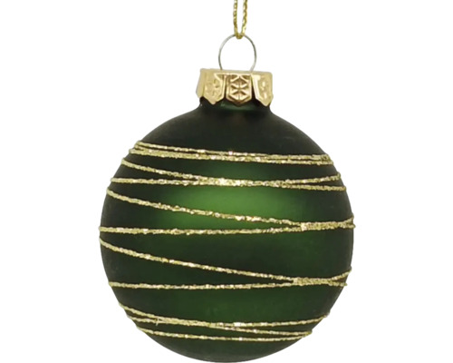 Grüne Weihnachtskugel mit goldenen Streifen
