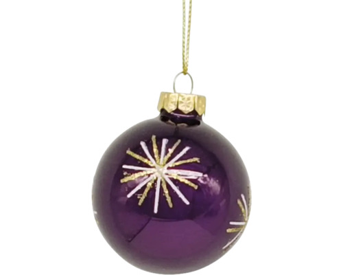 Lila Christbaumkugel mit Sternmuster zum Aufhängen