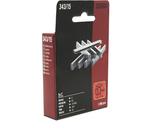 Agrafes J C Schwarz type 343/15, 1200 pièces, en carton