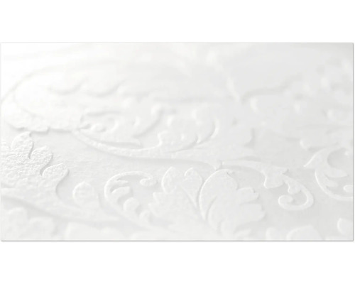 Gros plan d'un papier peint vinyle blanc avec un motif floral en relief