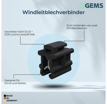 Windleitblechverbinder aus verzinktem Stahl und Kunststoff