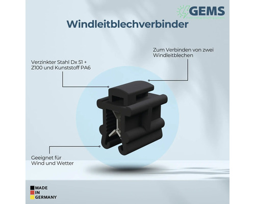 Connecteur de déflecteur de vent en acier galvanisé et plastique