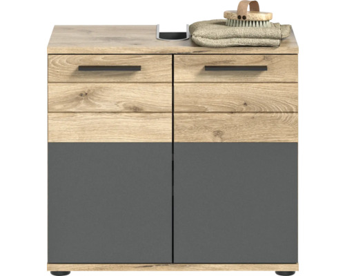 Waschbeckenunterschrank mit zwei Schubladen und zwei Türen im Badezimmer