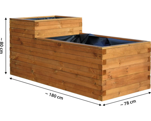 Jardinière à deux niveaux en bois, dimensions d'environ 180 x 78 x 80 cm