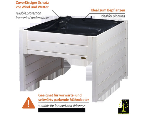 Hochbeet aus Holz mit Pflanzfolie für zuverlässigen Schutz vor Wind und Wetter, geeignet für Mähroboter, hergestellt in Europa